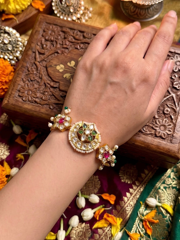 Ruby & Emerald Kundan Pearl Bracelet