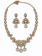 Polki Leaf Drop Necklace Set