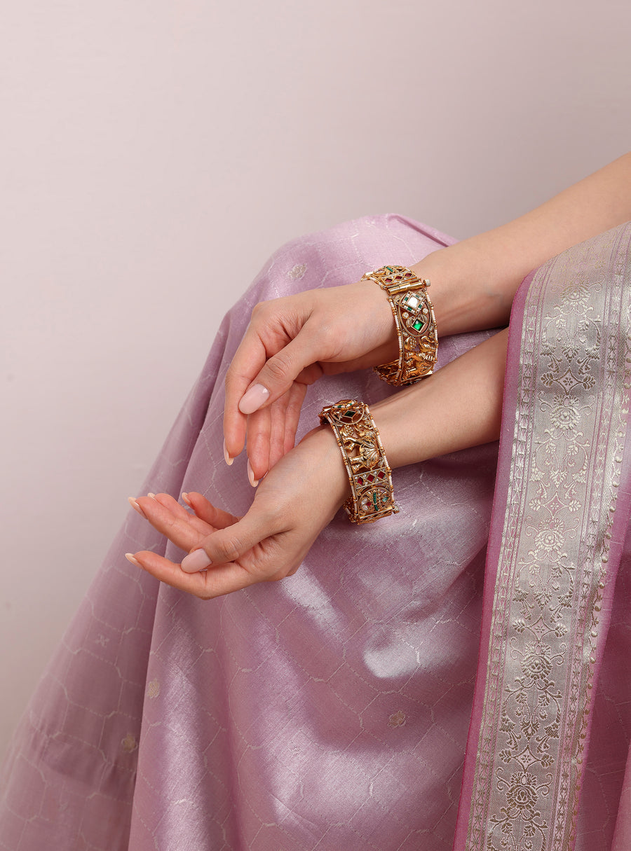 Shahi Elephant Temple Openable Bangle Set