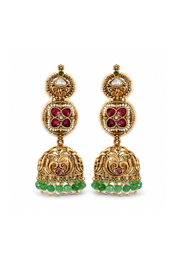 Gulnaar Ruby Temple Jhumkas