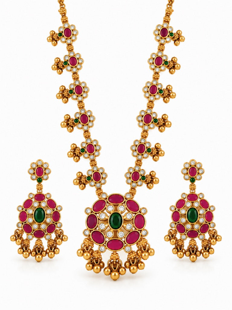 Bagh Ruby Emerald Floral Link Set