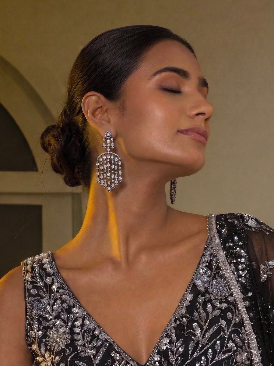 Vintage Zircon Waterfall Drop Earrings