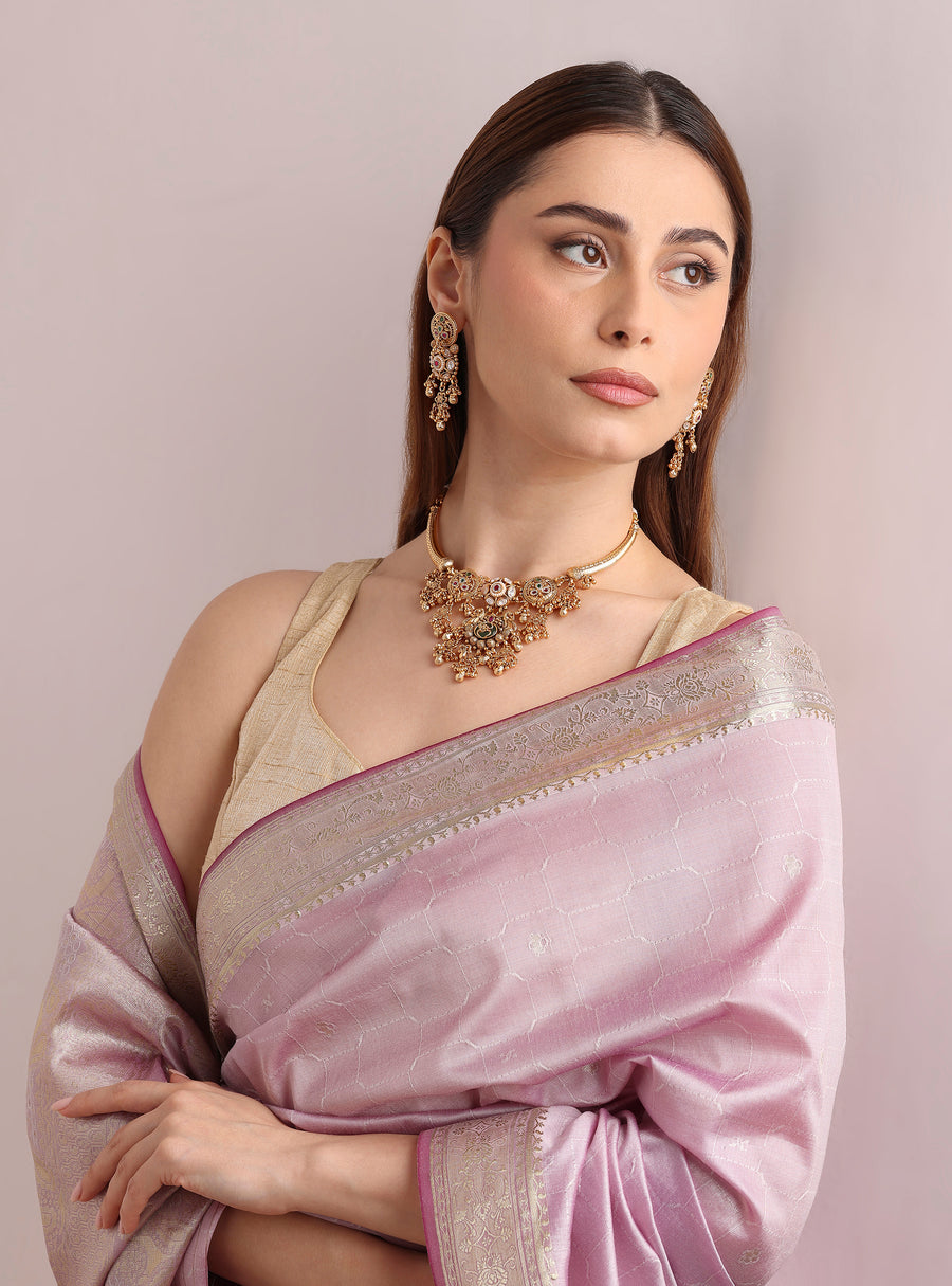 Pakshi Ruby Green Hasli Necklace Set