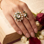 Gulmor Floral Meenakari Peacock Cocktail Ring