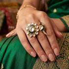 Gulmor Floral Meenakari Peacock Cocktail Ring
