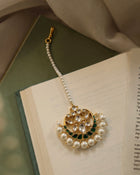 Rana Emerald Polki Pearl Floral Maang Tikka