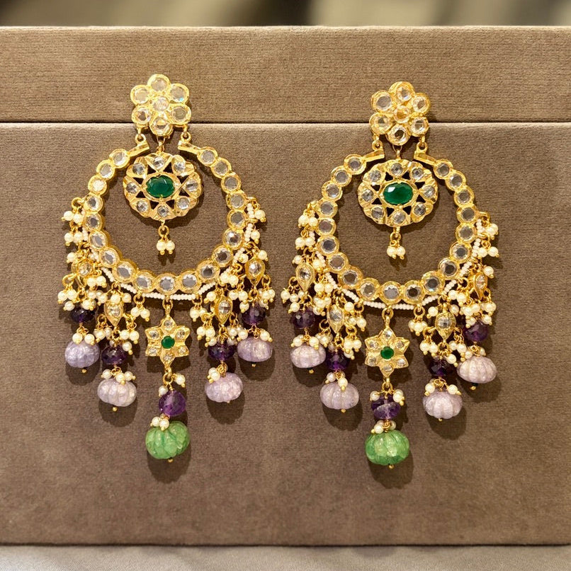 Crystal & Bead Chandbali Earrings