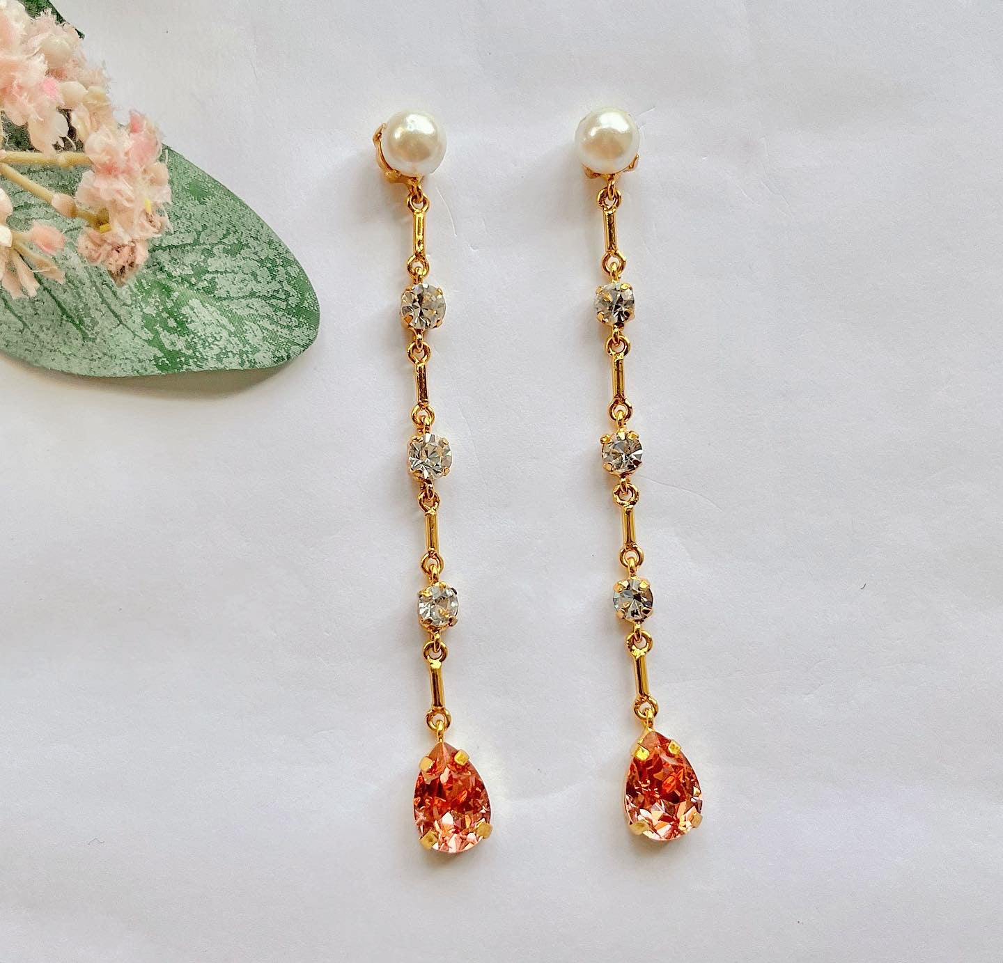 Blush Pink Teardrop Crystal Danglers