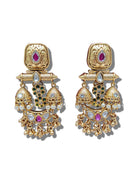 Ruby Pearl Temple Jhumka Earrings