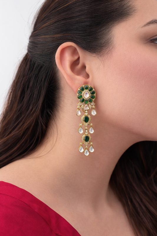 Meher Emerald Cascade Chandelier Earrings