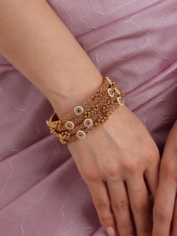 Sheena Ghungroo Floral Bangle Set of 4