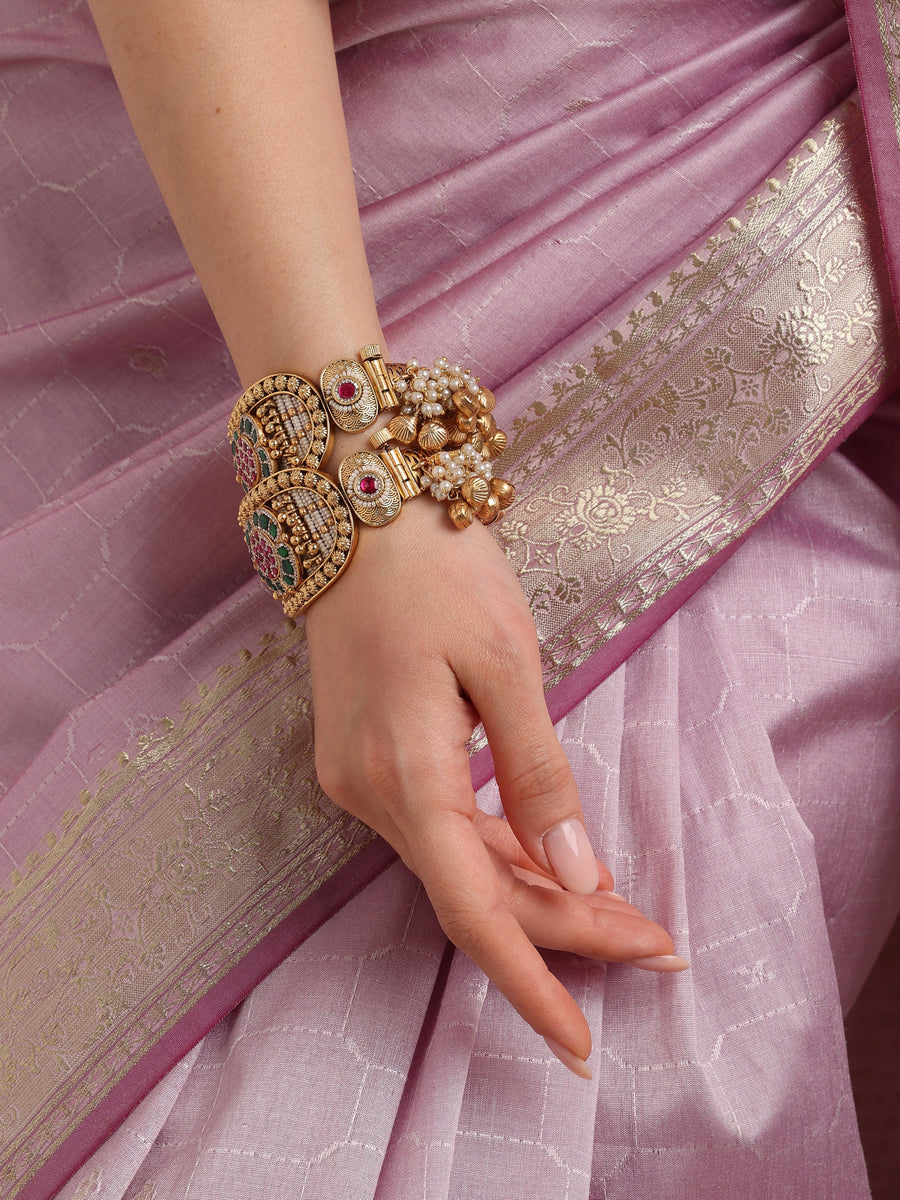 Gauri Royal Heritage Bangle Set with Pearl Latkans