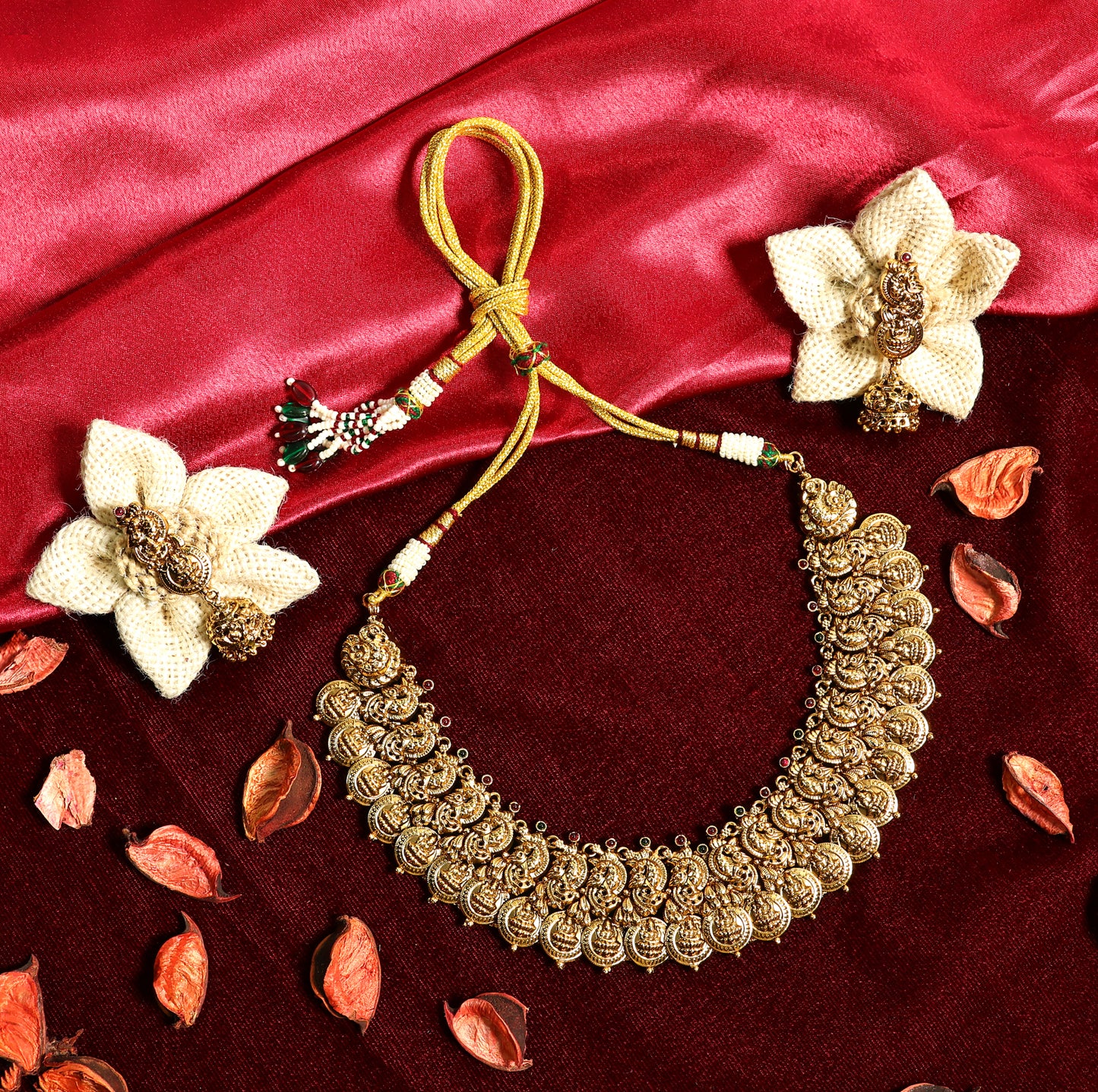Antique Finish Lakshmi Coin Necklace Set