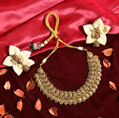 Antique Finish Lakshmi Coin Necklace Set