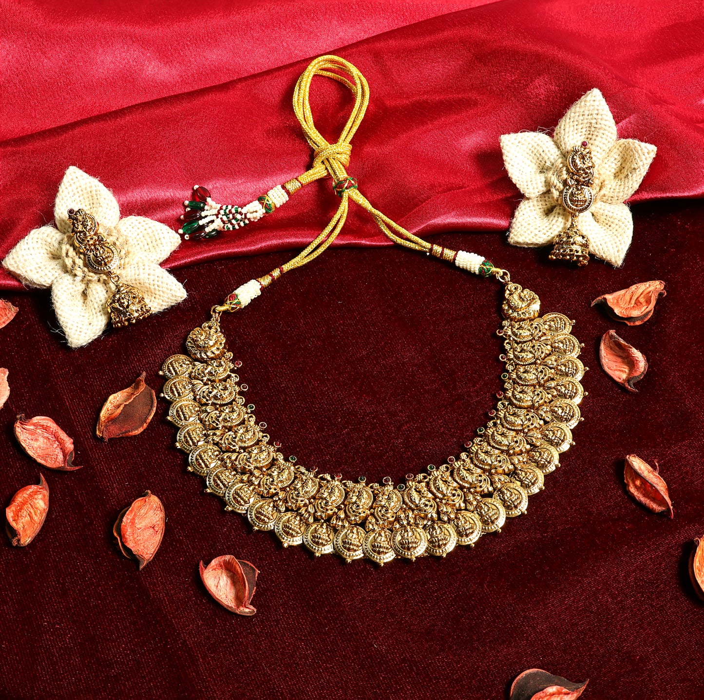 Antique Finish Lakshmi Coin Necklace Set