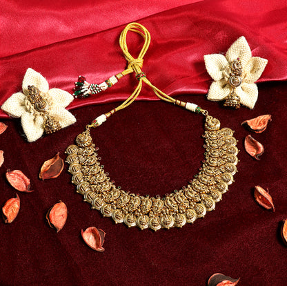 Antique Finish Lakshmi Coin Necklace Set