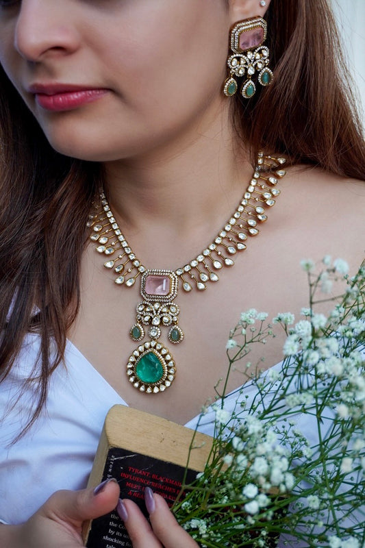 Ranihaar Polki Pastel Necklace Set