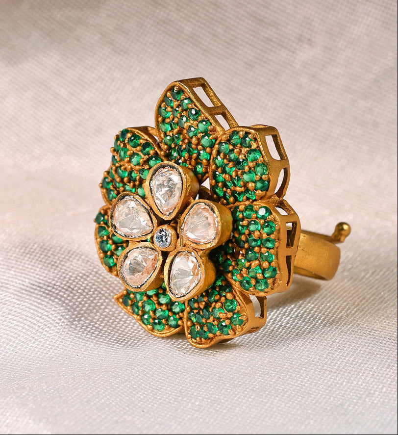 Phool Polki Adjustable Ring