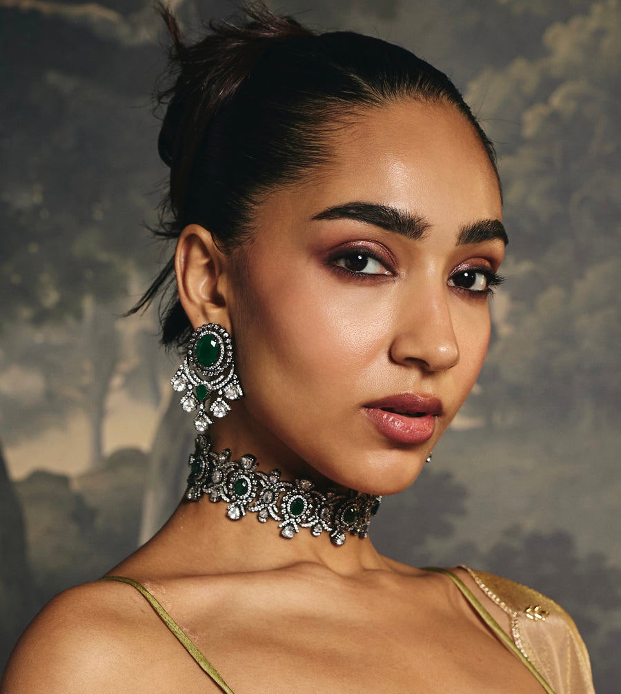 Zircon Regal Emerald Necklace Set