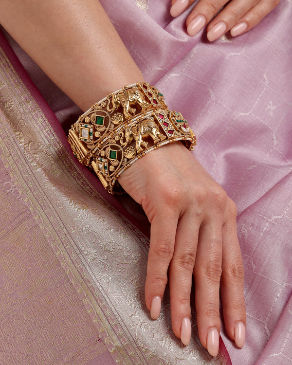 Shahi Elephant Temple Openable Bangle Set