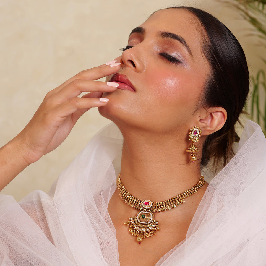 Heirloom Jadau Pendant Necklace Set