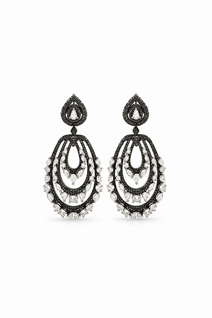 Nyx Black Cascade Zircon Chandelier Earrings
