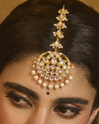 Reja Matte Gold Polki Pearl Maang Tikka