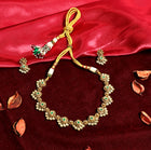 Gold Finish Floral Motif Necklace Set