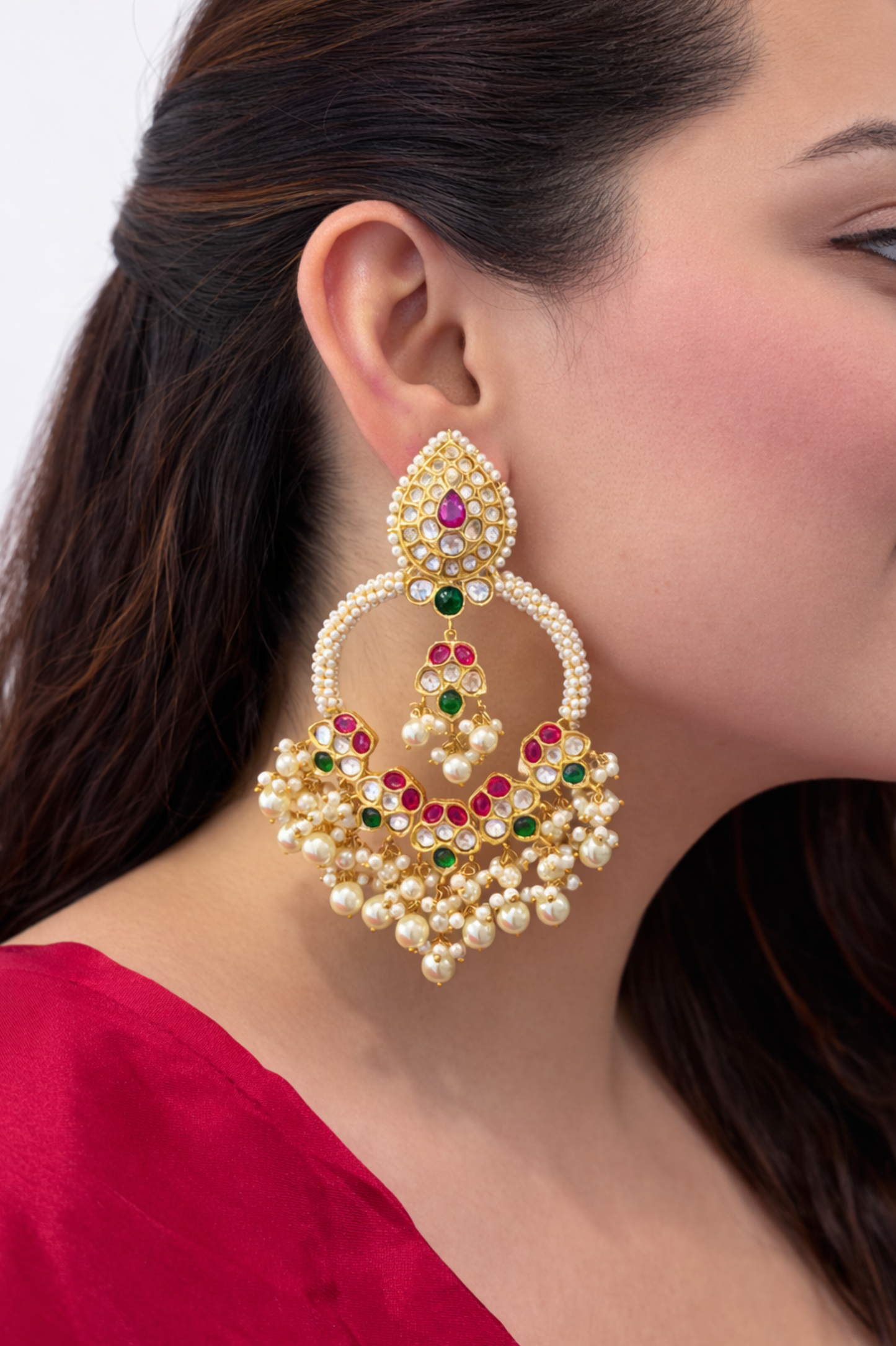 Pearl Crescent Chandbaali Earrings