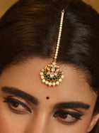 Rana Emerald Polki Pearl Floral Maang Tikka