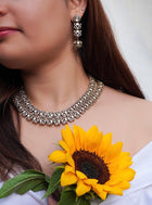 Two Row Polki & Zircon Necklace Set