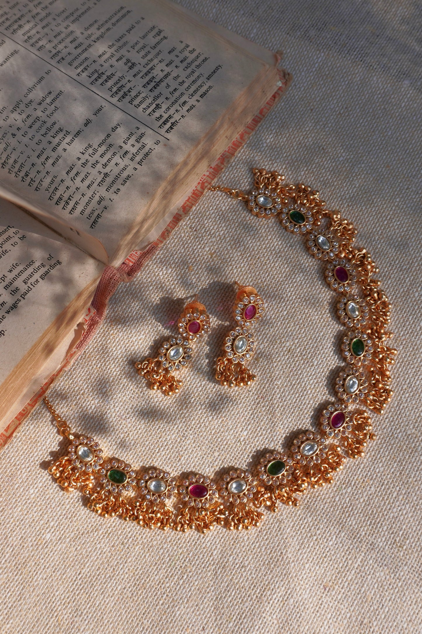 Sriya Floral Stone Temple Necklace Set