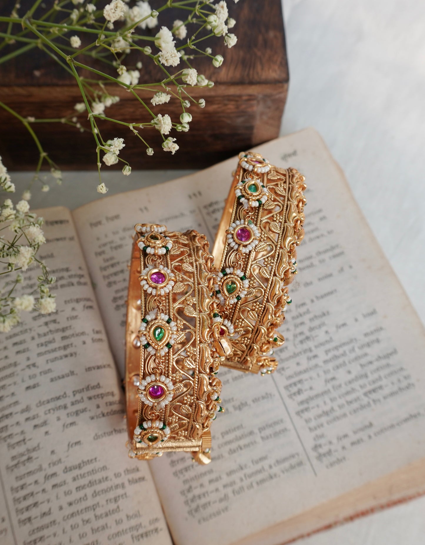 Kumud Temple Carved Bangle Set