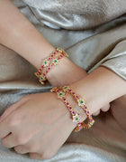 Rangrekha Ruby-Emerald Temple Bangle Set of 4
