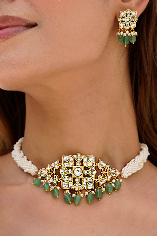 Aina Pearl Polki Choker Set