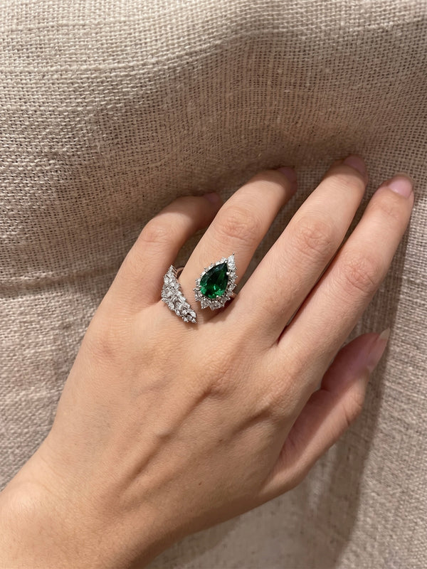Veera Emerald Leaf Zircon Ring