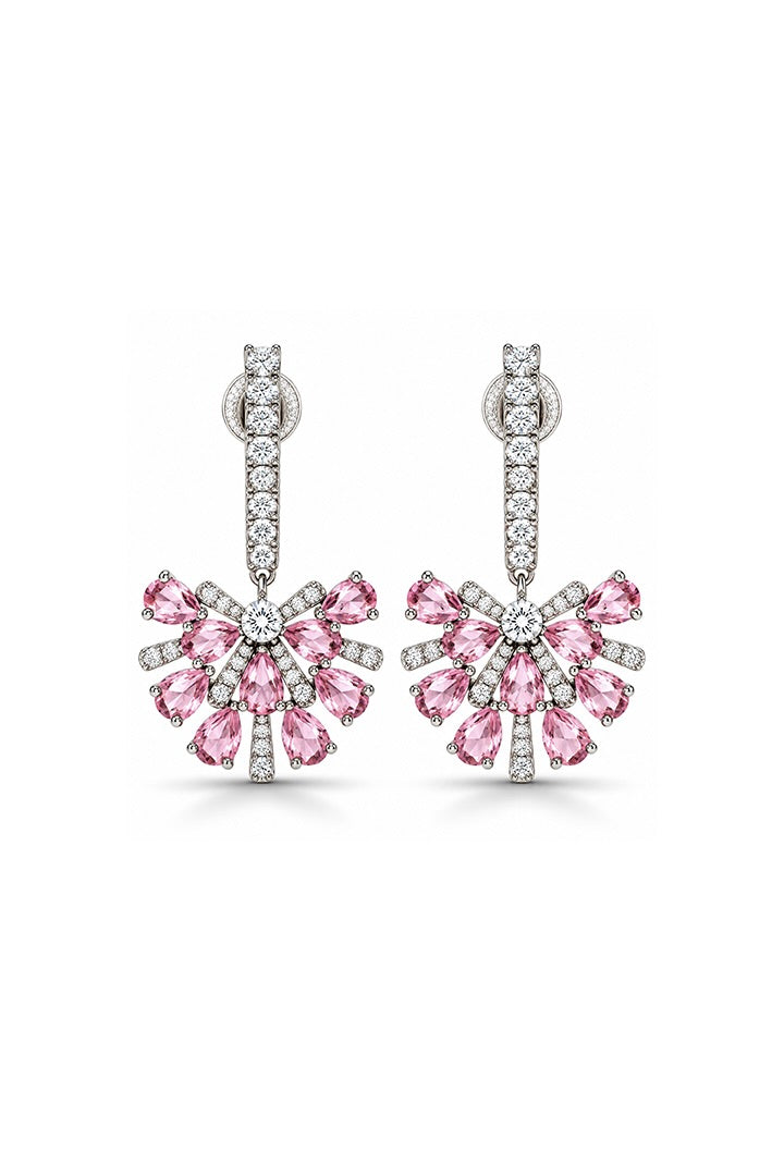 Zephyr Pink Cascade Zircon Earrings
