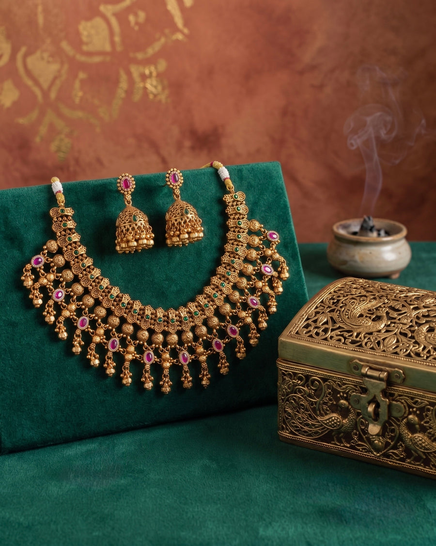 Gulnaar Stone Temple Choker Set