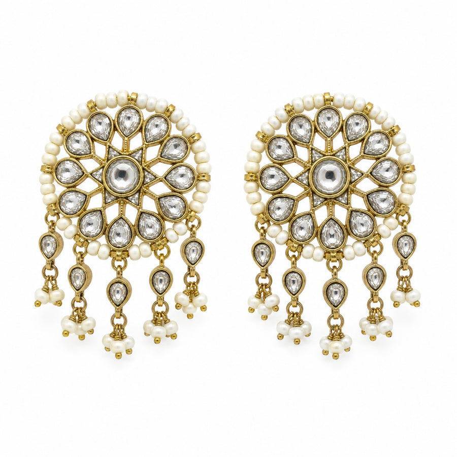 Mandala Pearl Stud Earrings