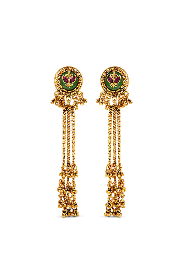 Neel Kamal Chain Tassel Earrings