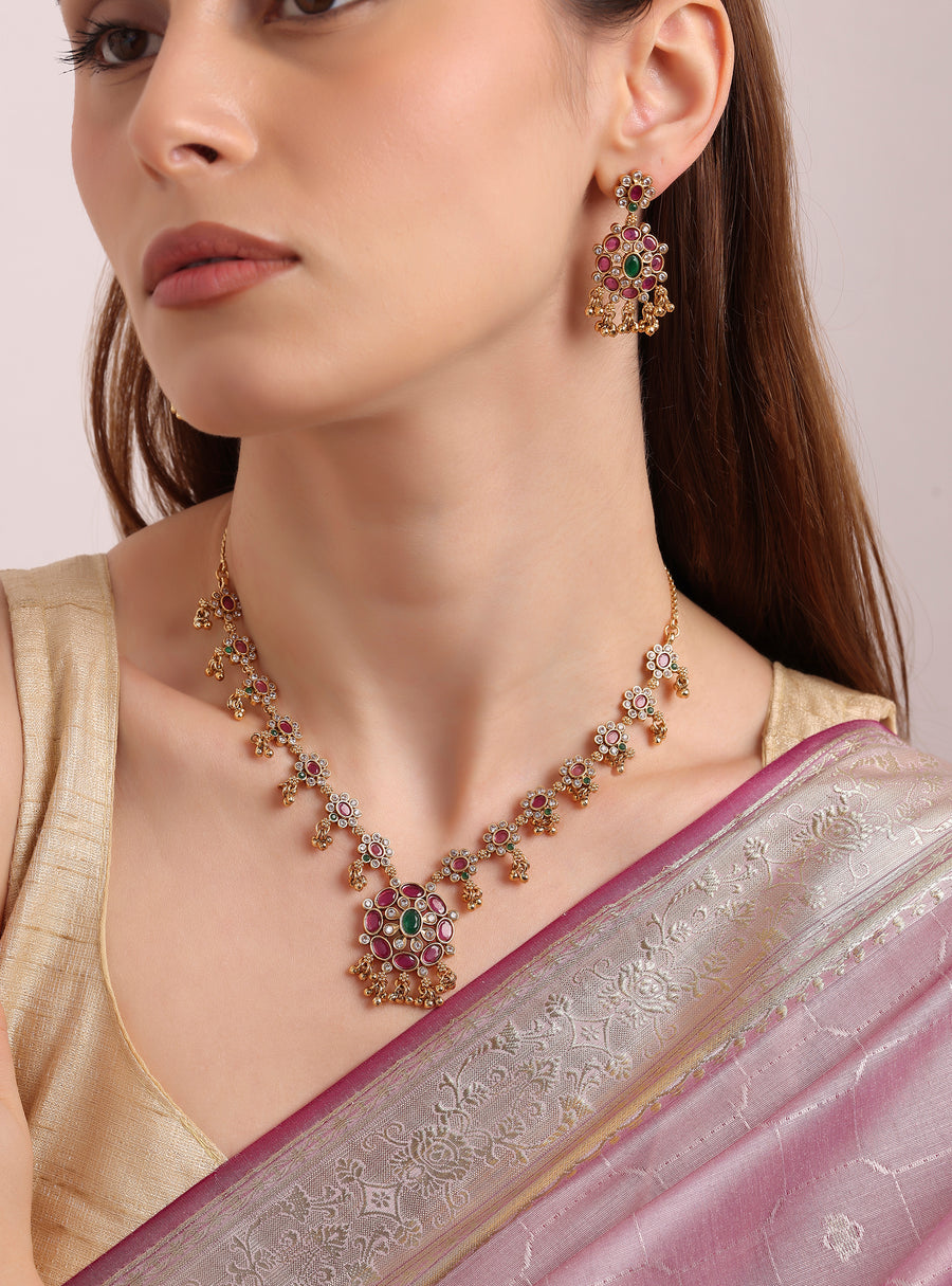 Bagh Ruby Emerald Floral Link Set