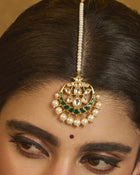 Rana Emerald Polki Pearl Floral Maang Tikka