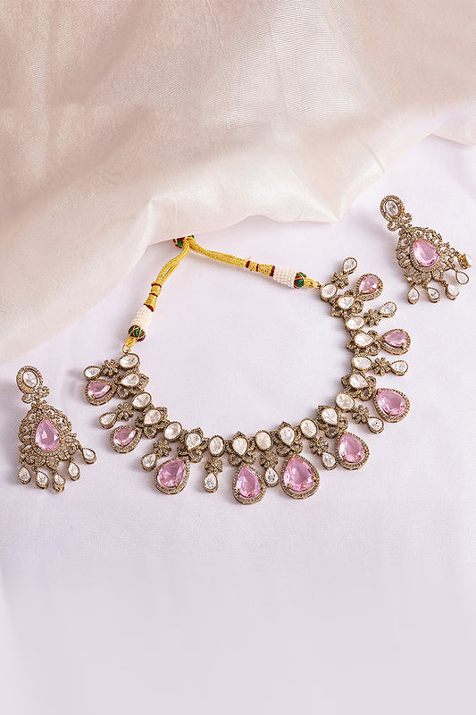 Rose Dew Rajwada Polki Necklace Set