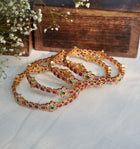 Rangrekha Ruby-Emerald Temple Bangle Set of 4