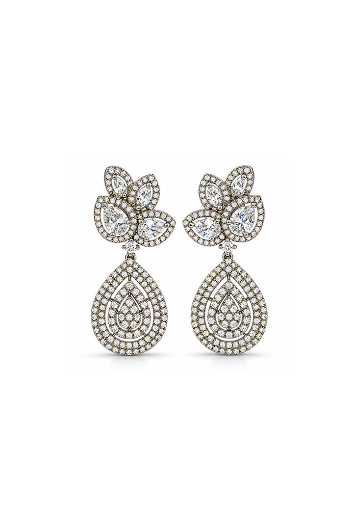 Liora Floral Teardrop Zircon Drop Earrings