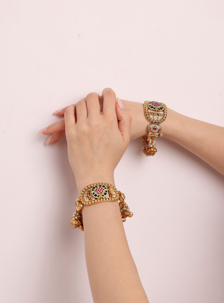 Gauri Royal Heritage Bangle Set with Pearl Latkans