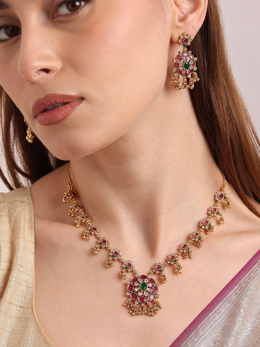 Bagh Ruby Emerald Floral Link Set