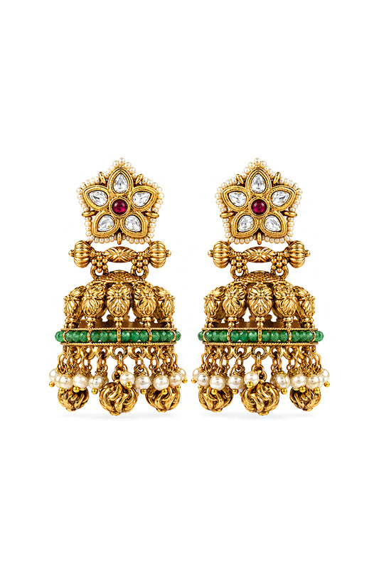 Ahalya Emerald Dome Jhumkas