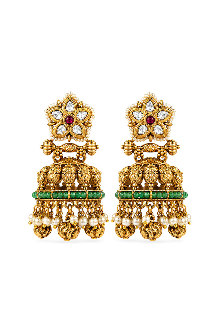 Ahalya Emerald Dome Jhumkas