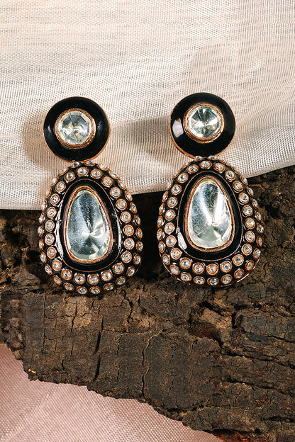 Meenakari Polki Stud-Drop Earrings